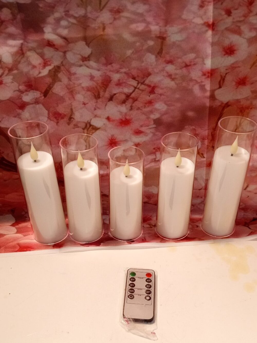 VERY NICE SET OF 5 FLAMELESS LED CANDLES WITH REMOTE CONTROL